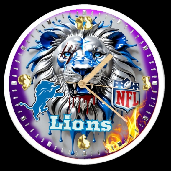 Detroit lions clock with free Personalization. - Picture 1 of 3